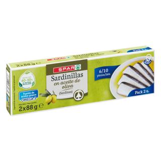 Sardinillas Spar en aceite de oliva 2udx88gr