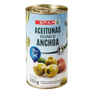 Aceitunas Spar rellenas de anchoas bajas en sal lata 350gr