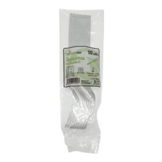 Tenedores Greentek reutilizables transparentes 10ud