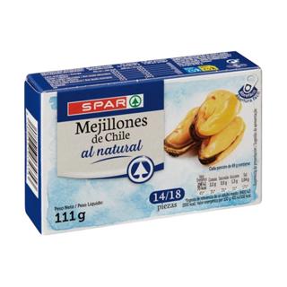Mejillones Spar al natural 14/18ud 111gr
