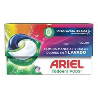Detergente Ariel máquina todo en 1 color pods 19 cápsulas