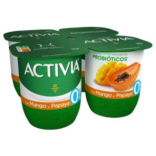 Activia mango y papaya 0% 4x120gr