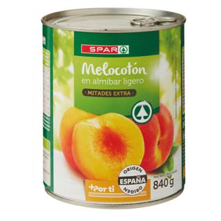 Melocotón Spar en almíbar ligero mitades extra lata 840gr