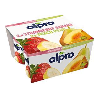Alpro vegetal de soja 2 de fresa-plátano y 2 pera-melocotón 4x125gr