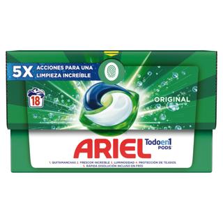 Detergente Ariel original todo en 1 pods 18 lavados