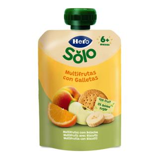 Compota Hero solo multifrutas con galletas desde 6 meses pouch 100gr