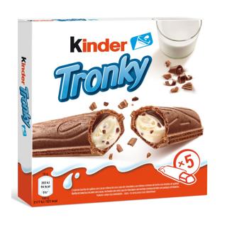 Barras Kinder tronky de gofre rellenas de chocolate con leche y galleta 90gr