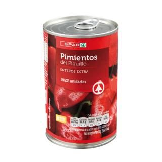 Pimientos Spar piquillo enteros extra 18/22ud lata 390gr