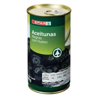 Aceitunas Spar negras con hueso bote 185gr