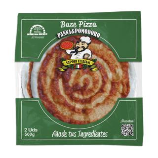 Base Pizza Panna & Pomodorocon con salsa de tomate Pack 2ud 560gr