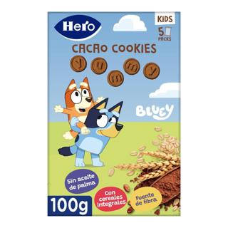 Galletas Hero Kids cacao bluey con cereales integrales sin aceite de palma 5x20gr