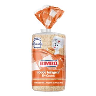 Pan de molde Bimbo sin corteza 100% integral bajo en azúcares 450gr