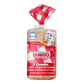 Pan de molde Bimbo 100% integral sin corteza 8 cereales 450gr
