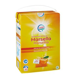 Detergente Plus Max en polvo jabón de marsella maleta 1,925kg 35 lavados