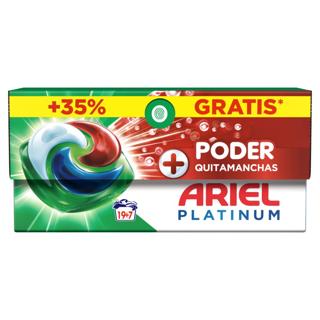 Detergente Ariel platinum pods extra poder quitamanchas 35% GRATIS 19+7 cápsulas