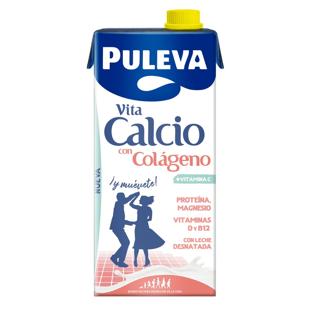 Leche Puleva desnatada con calcio y colágeno brick 1L