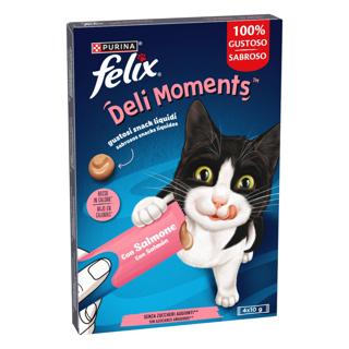 Snanck para gatos Purina deli moments salmón bolsa 4x10gr