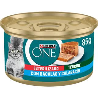 Alimento para gatos Purina One esterilizado bacalao y calabacín tarrina 85gr