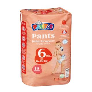 Pañales Pasitos braguita talla 6 (12-28kg) 19ud