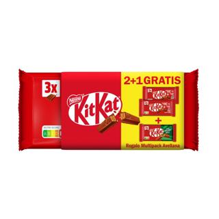 Chocolatina Kit Kat 2 original+1 avellana 3ud 374gr