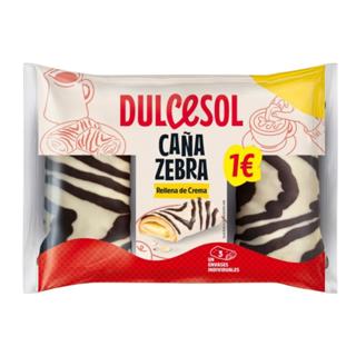 Caña Dulcesol zebra rellena de crema 3ud 153gr