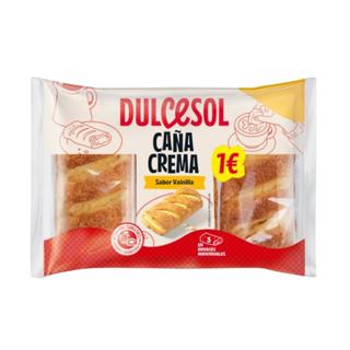 Cañas Dulcesol rellenas de crema 3ud 150gr