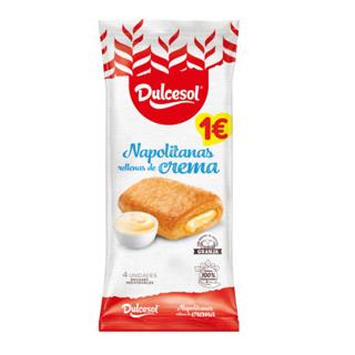 Napolitanas Dulcesol rellenas de crema 4ud 160gr