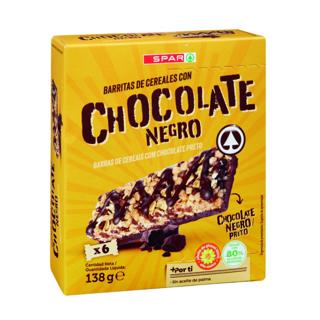Barritas Spar cereales con chocolate negro 6x138gr
