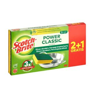 Estropajo Scoth-Brite mixto clásico + esponja de fregar para laminados delicados paquete 2+1=3ud
