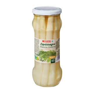 Espárragos Spar blancos enteros gruesos extra 6/12 345gr