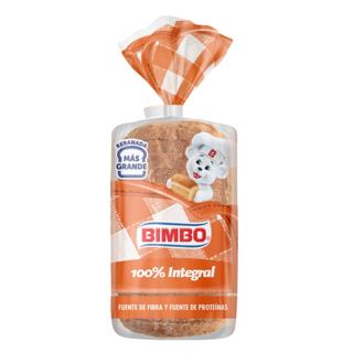 Pan de Molde Bimbo 100% integral fuente de fibra y proteínas 450gr
