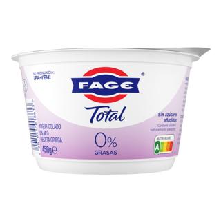 Yogur Fage total colado receta griega 0%mg 450gr
