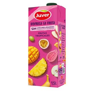Néctar Juver Disfruta frutas tropicales sin azúcar añadido brik 1,5L