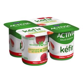 Kéfir Activia fresa y frambuesa 4x125gr