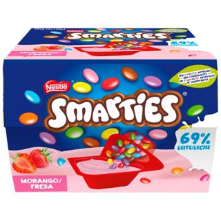 Yogur Smarties con fresas y grágeas de chocolate con leche 2x128gr