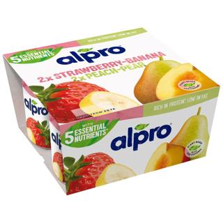 Alpro vegetal de soja 2 de fresa-plátano y 2 pera-melocotón 4x125gr