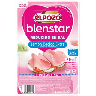 Jamón Cocido El Pozo extra bajo en grasa sin sal lonchas 65gr