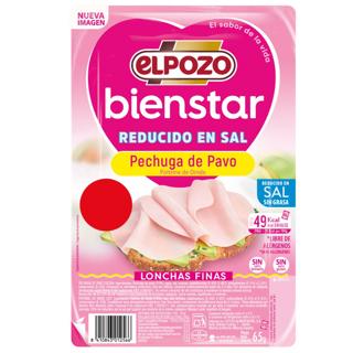 Pechuga De Pavo El Pozo sin grasa reducida en sal bienestar lonchas 65gr