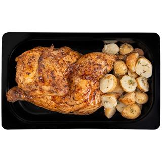 1/2 pollo asado con papas Helamore tarrina 600gr aprox