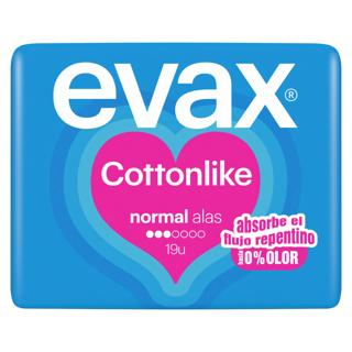 Compresas Evax cottonlike normal alas 19ud